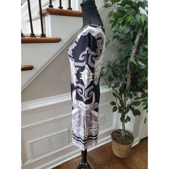 White Mark Women Multicolor Polyester Round Neck Long Sleeve Knee Length Dress M - Picture 6 of 12